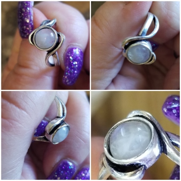 Genuine Round Rainbow Moonstone Ring Size 7 - Picture 4 of 6